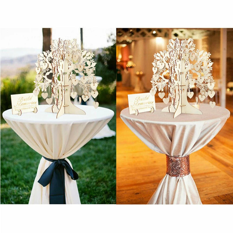Wedding Party signing card signature wishing tree Guest Book Tree Wooden love Hearts Pendant Drop Ornaments Party Decoration
