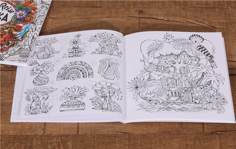African Travel Coloring Book Color and Enjoyment Adult Relieve Stress Graffiti Painting Drawing Book