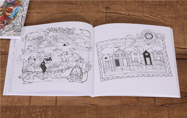 African Travel Coloring Book Color and Enjoyment Adult Relieve Stress Graffiti Painting Drawing Book