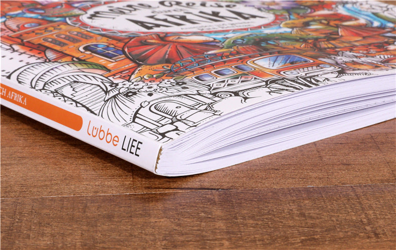 African Travel Coloring Book Color and Enjoyment Adult Relieve Stress Graffiti Painting Drawing Book