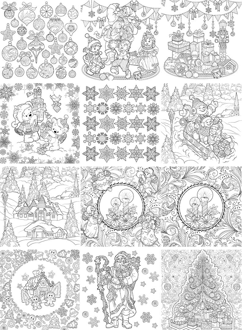 Magical Winter Coloring Book Relaxtion Stress Relief Kill Time Christmas and Winter Theme Graffiti Painting Drawing Book