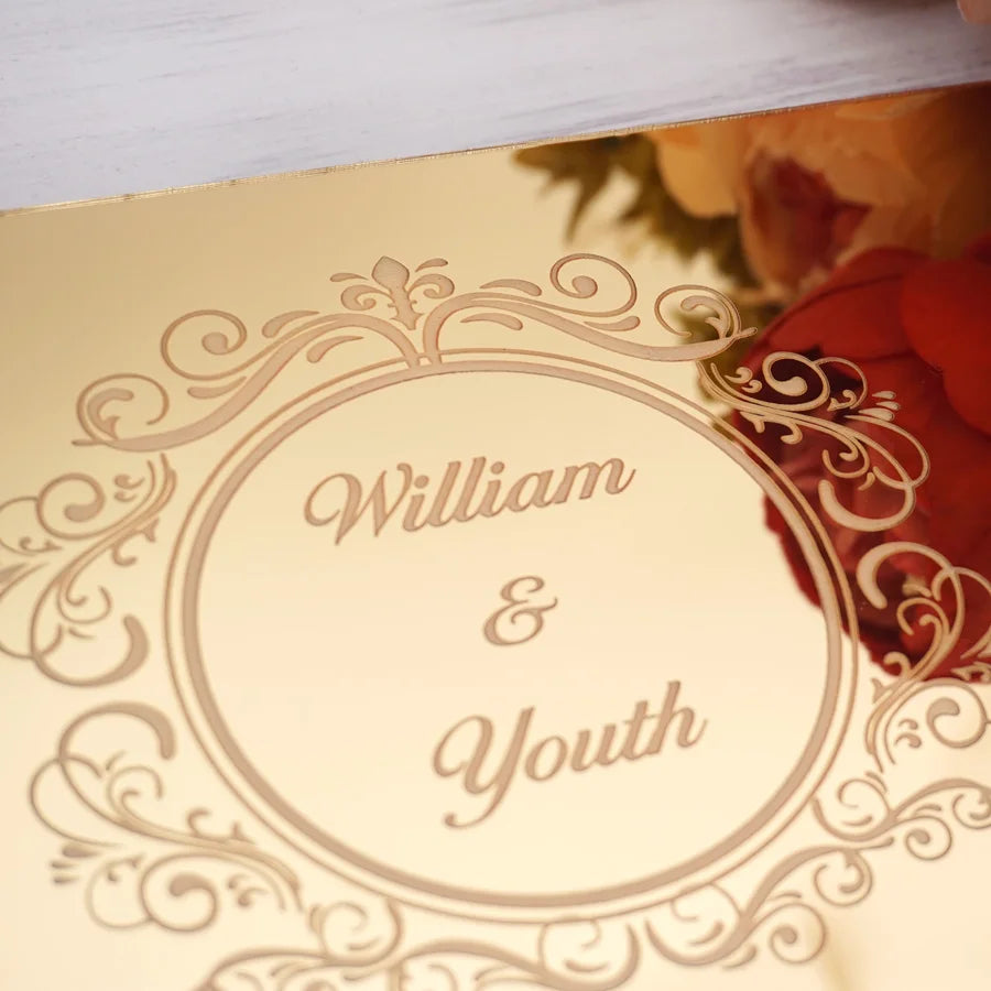 Personalized 25x18cm Wedding Custom Signature Guestbook Acrylic Mirror Cover Reception Book Engagement Party Commemorative Book