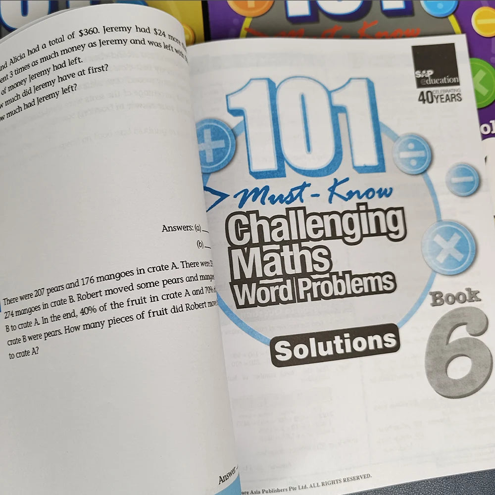 Singapore 101 Mathematics Essential Application Problems for Primary School Students 1-6 in englsh book