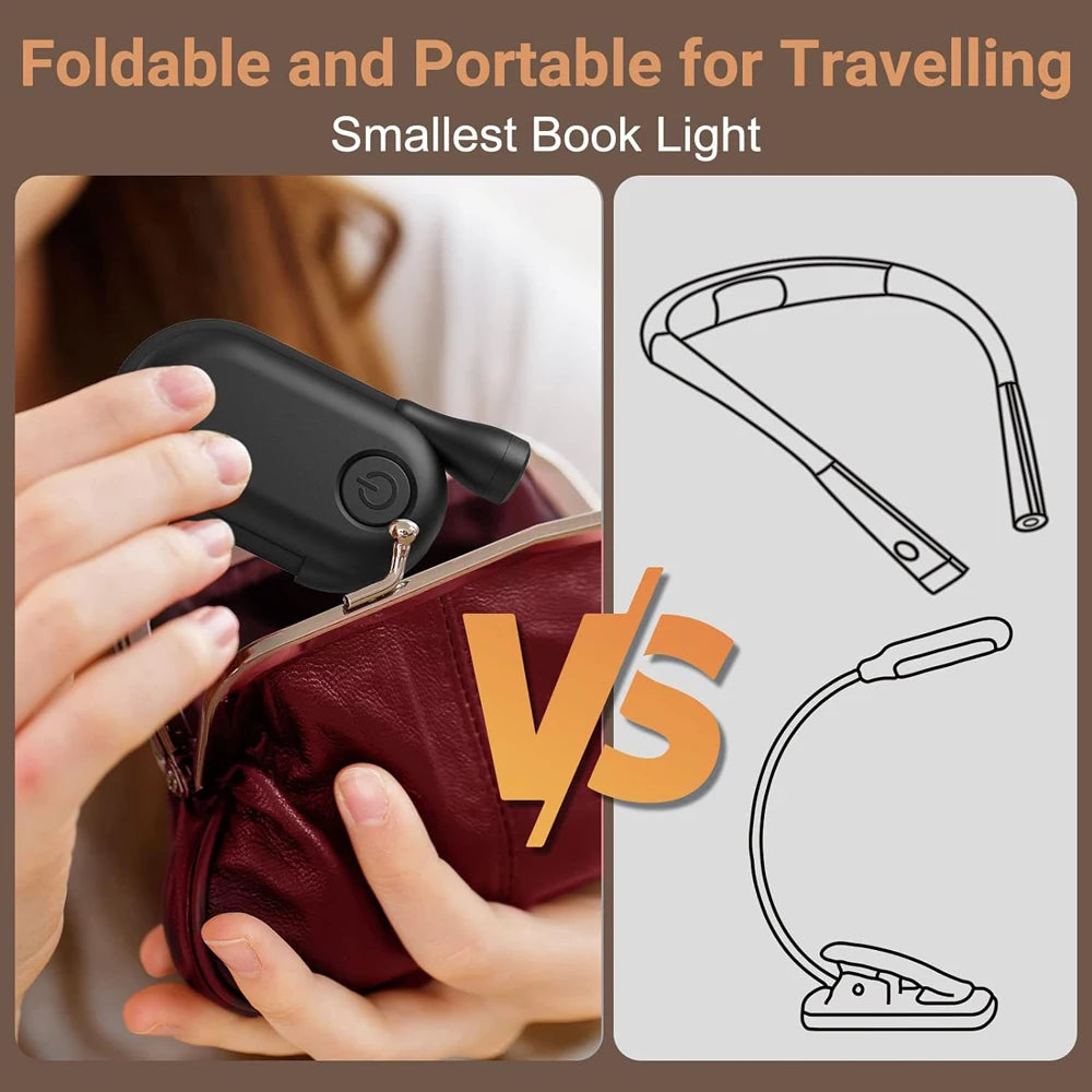 New Mini LED Book Light Eye Protection Adjustable Clip 360° Flip Study Lamp Rechargeable 3 Color For Travel Bedroom Reading