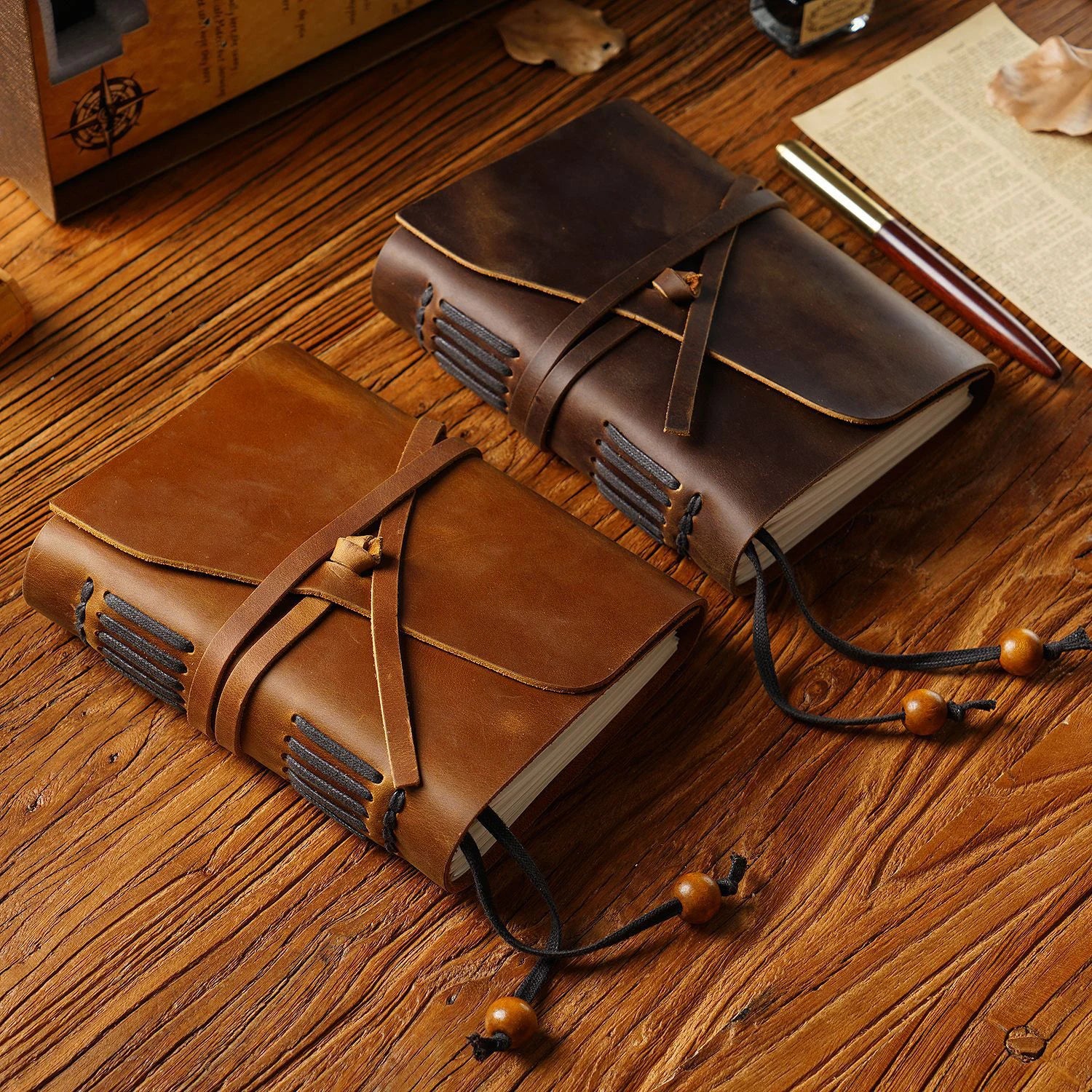 Handmade Loose-leaf Book Magic Diary Cowhide Retro Travel Notebook Thickened Sketchbook Notepad to Send Friends Birthday Gifts
