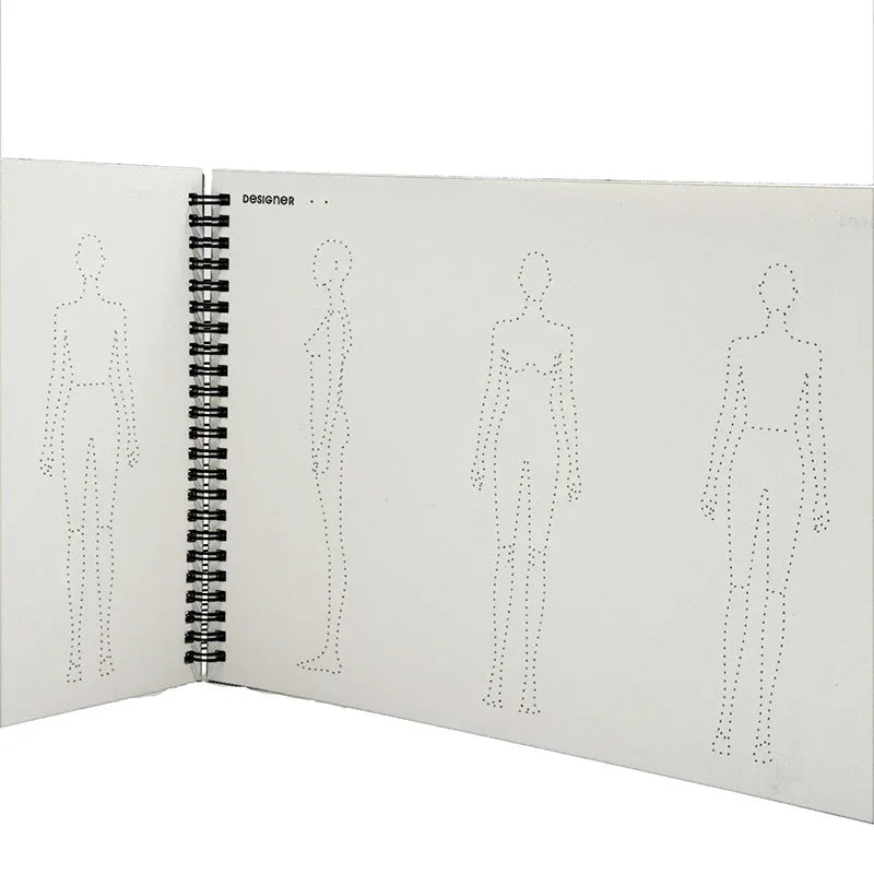 A4 Fashion Women Sketch Book Marker Clothing Design Drawing Sketchbooks Skateboard Dotted Human Body Inspiration Sketching Paper