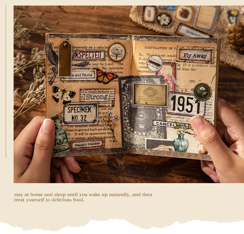 JIANWUDream of Delirium Series Vintage Flower Butterfly Label Landscape Material Collage PET Sticker Creative Journal Stationery