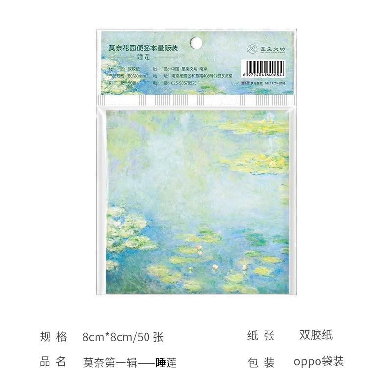 Painting Memo Pad Monet Van Gogh No-sticky Note Decal Scrapbooking DIY Notepad Diary Stationery School Supplies
