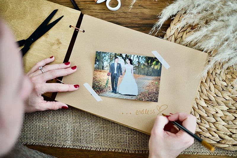 Personalised Wedding Wooden Guest Book Rustic A5/A4 Sign-in Book Mr Mrs Photo Album Wedding Keepsake Engagement Anniversary Gift