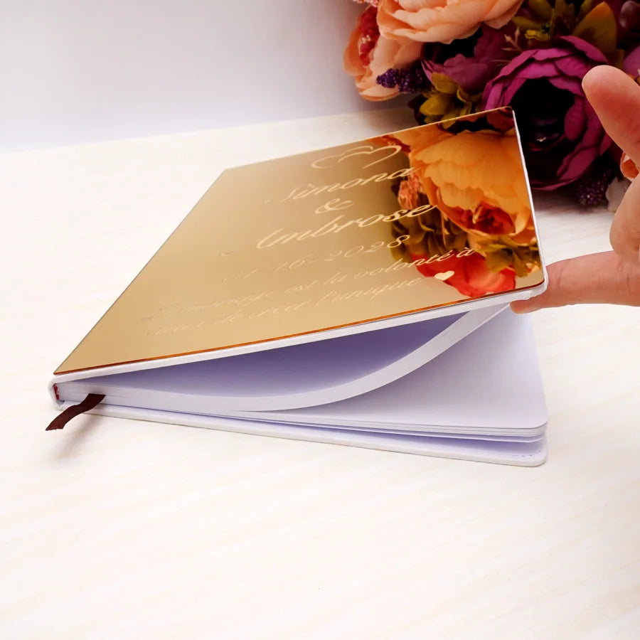 Custom Acrylic Mirror Cover Vertical Style Wedding Guest Book Blank Pages Personalized Name Guestbook Party Decoration Supplies