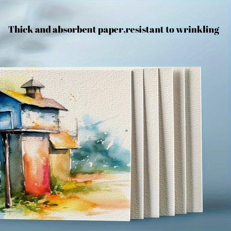 50pcs Watercolor Paper Postcard Art Painting Rectangular Circular Special Paper Medium Thick Double-sided Pattern Blank Drawing