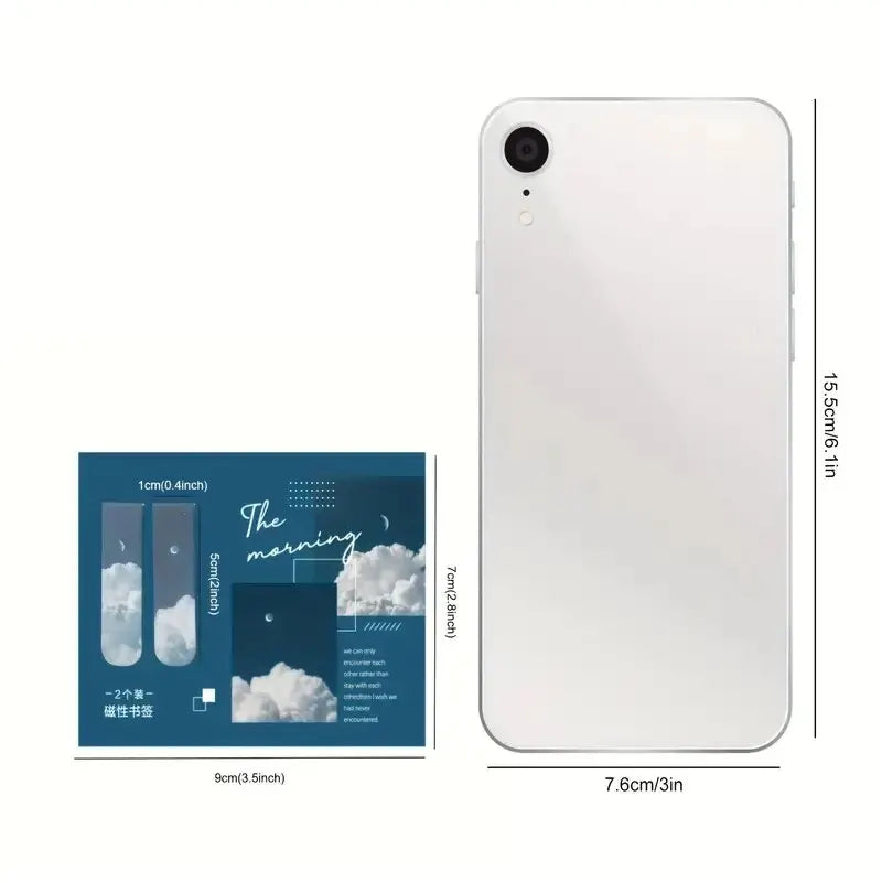2Pcs Magnetic Bookmark Beautiful Scenery Clouds Simple Literary Pattern Bookmark Reading Tool School Office Supplies Accessory