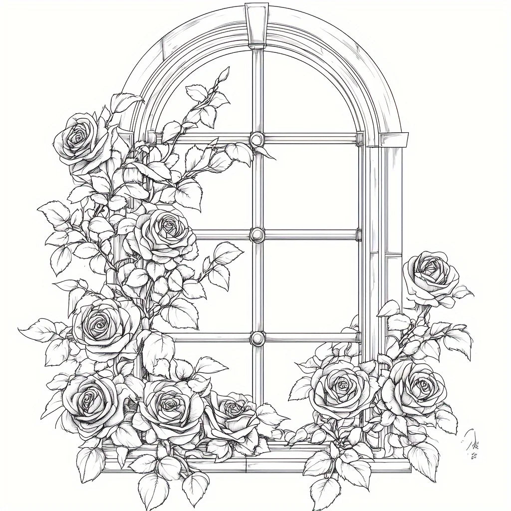 28 Pages Dreamy Window Coloring Book for Adult Stress Reduction | Colouring Book for Stress Relief and Mood Reduction Valentine