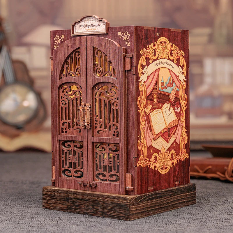 CUTEBEE DIY Book Nook Kit Miniature Wooden Dollhouse with Lights Bookshelf Insert 3D Puzzle Decor Model for Gifts Owl Bookstore