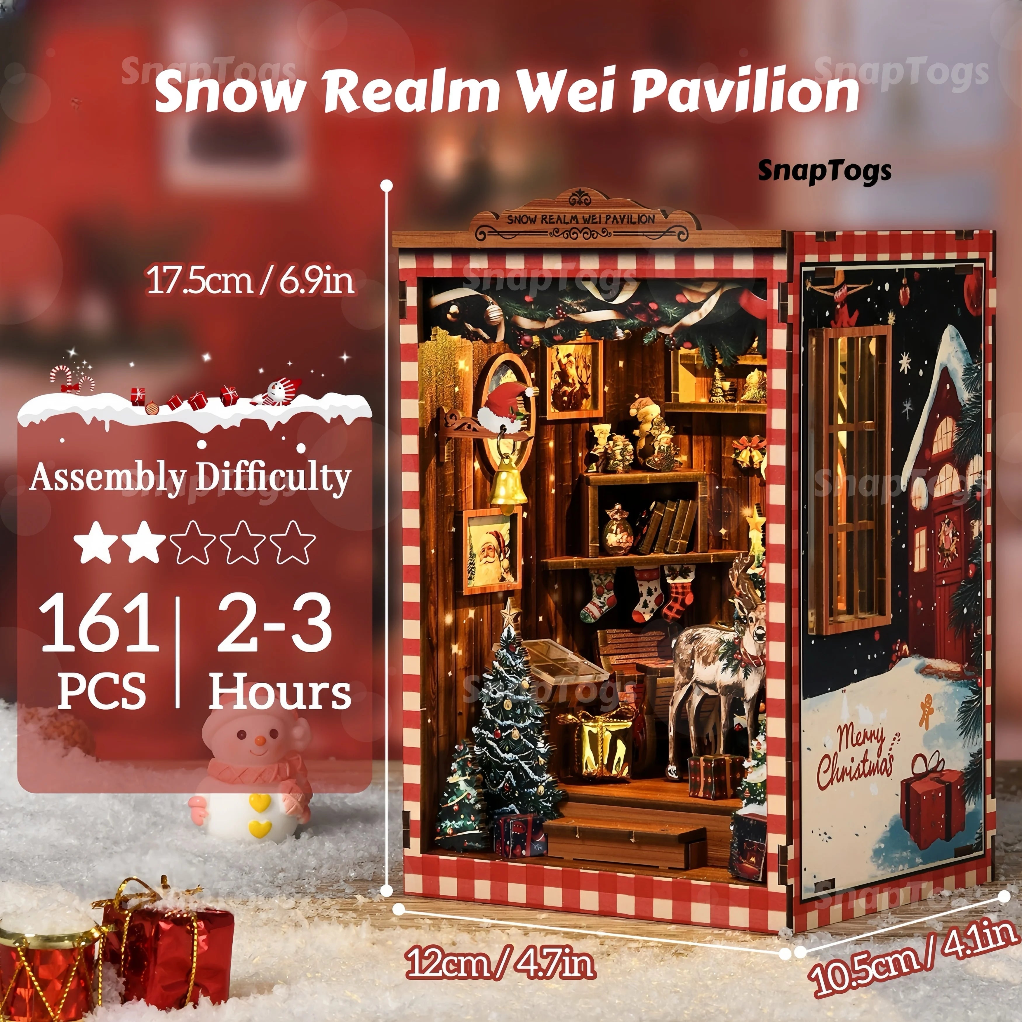 SnapTogs Enchanting DIY Miniature House Vintage Doll House & Tiny House Craft Kits 3D Wooden Puzzle Set for Book Nook & Roombox