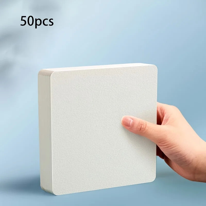50pcs Watercolor Paper Postcard Art Painting Rectangular Circular Special Paper Medium Thick Double-sided Pattern Blank Drawing