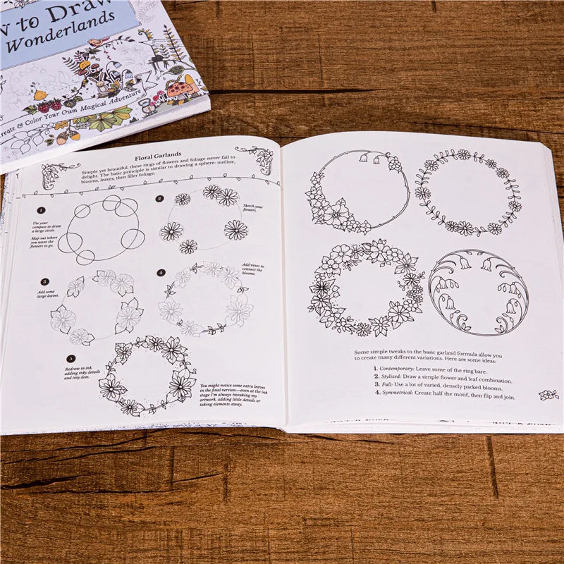 Bview Art Stress Relief Adult Coloring Book: How to Draw Inky Wonderlands Step-by-Step - Relaxing Art Therapy