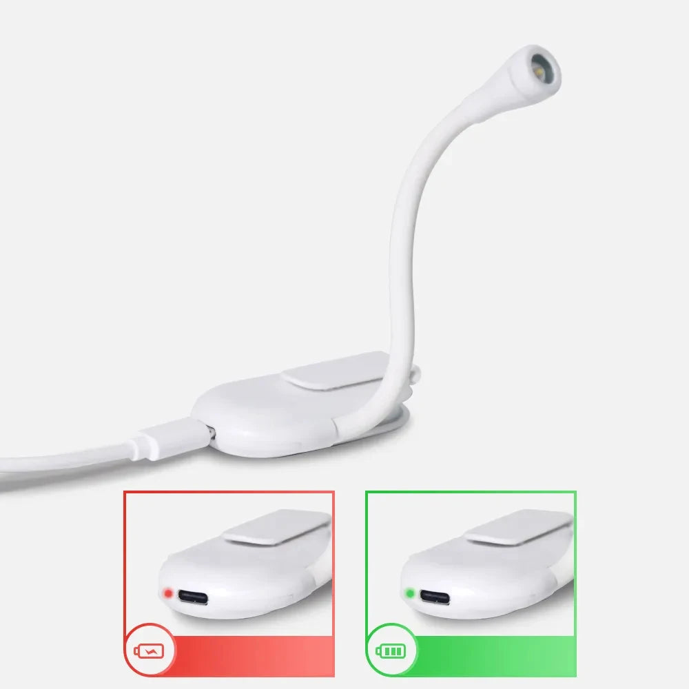 New Mini LED Book Light Eye Protection Adjustable Clip 360° Flip Study Lamp Rechargeable 3 Color For Travel Bedroom Reading