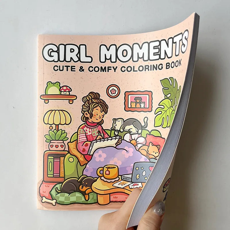 Girl Moments: Coloring Book for Adults and Teens Featuring Cute Cozy Daily Activities for Relaxation (Cozy Spaces Coloring)