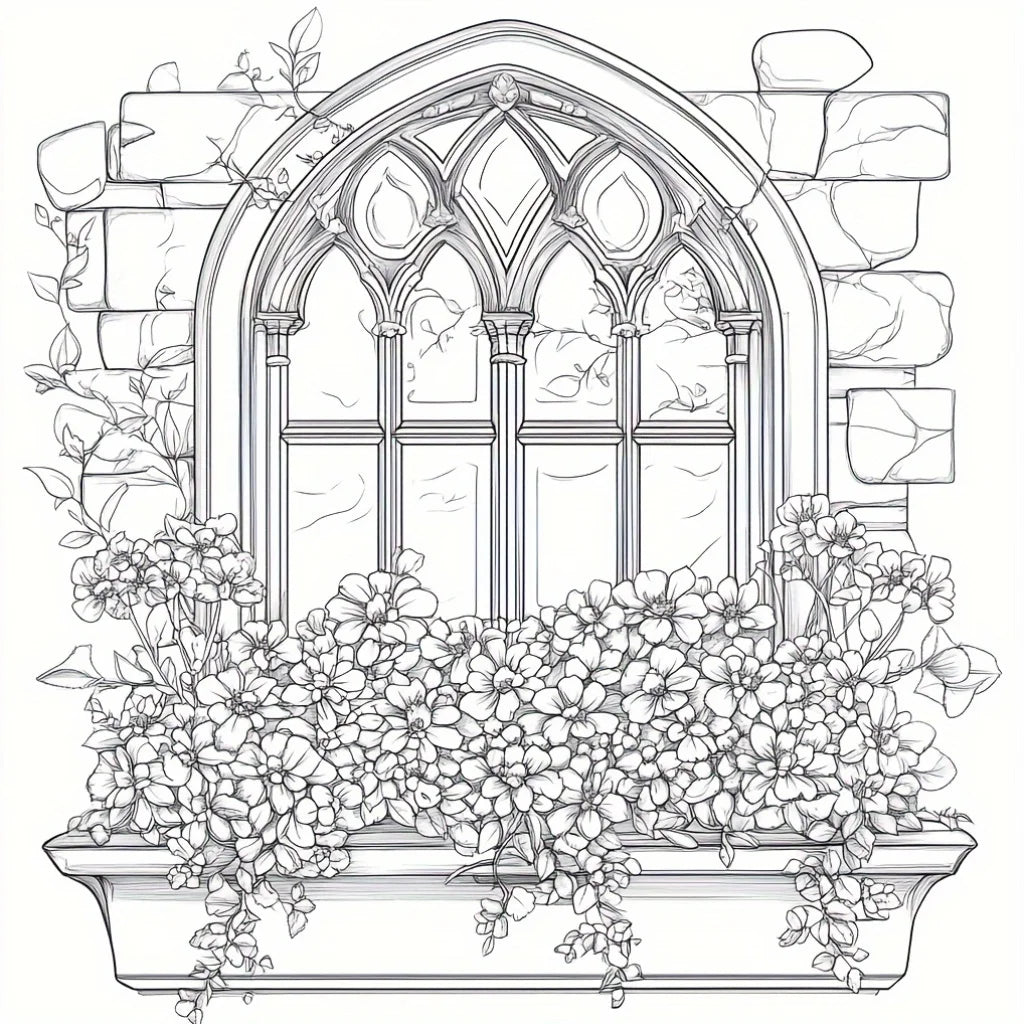 28 Pages Dreamy Window Coloring Book for Adult Stress Reduction | Colouring Book for Stress Relief and Mood Reduction Valentine