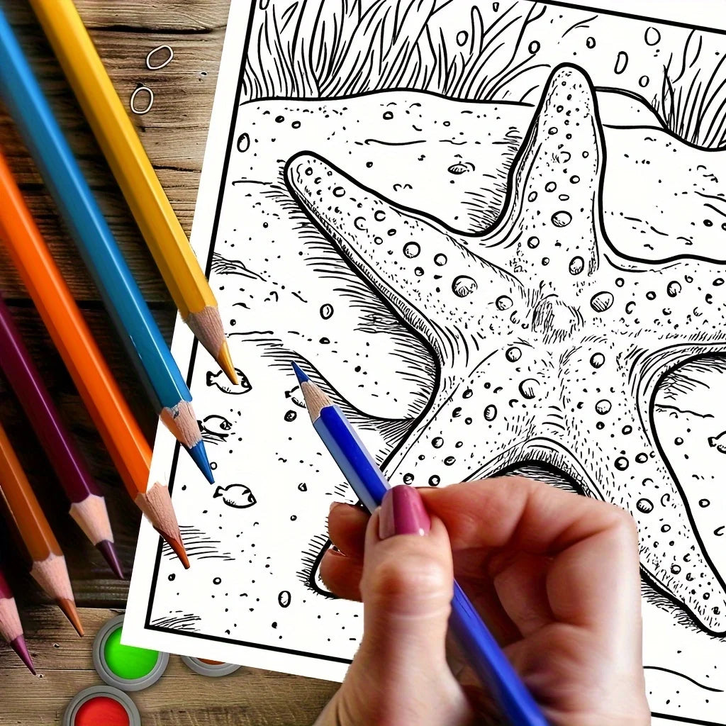 28 Pages Charming Seas Coloring Book for Adult Stress Reduction | Colouring Book for Relax and Mood Reduction Valentine's Day