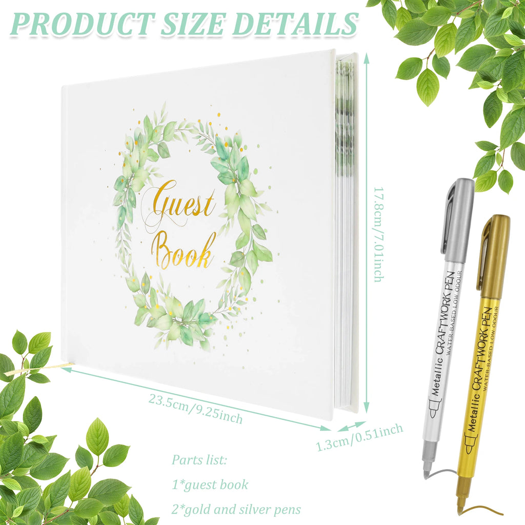 Wreath Print Cover Wedding Guest Book Versatile Smooth Writing Memory Wedding Book With 2 Pen for Baby Shower Anniversary