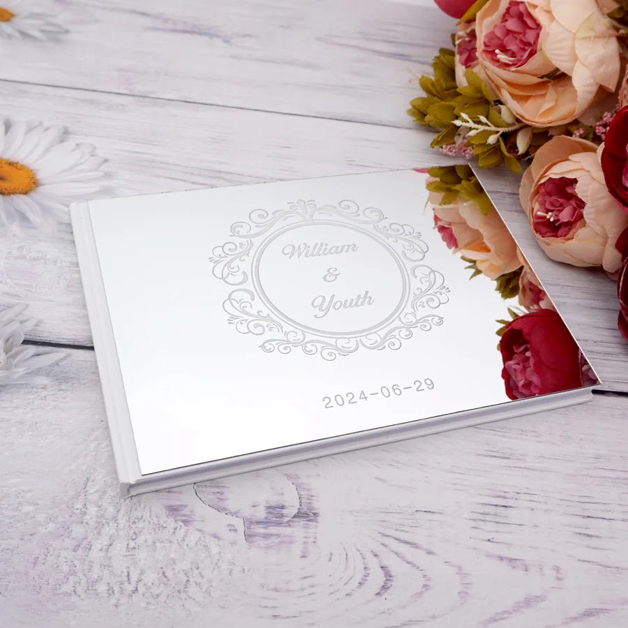 Personalized 25x18cm Wedding Custom Signature Guestbook Acrylic Mirror Cover Reception Book Engagement Party Commemorative Book