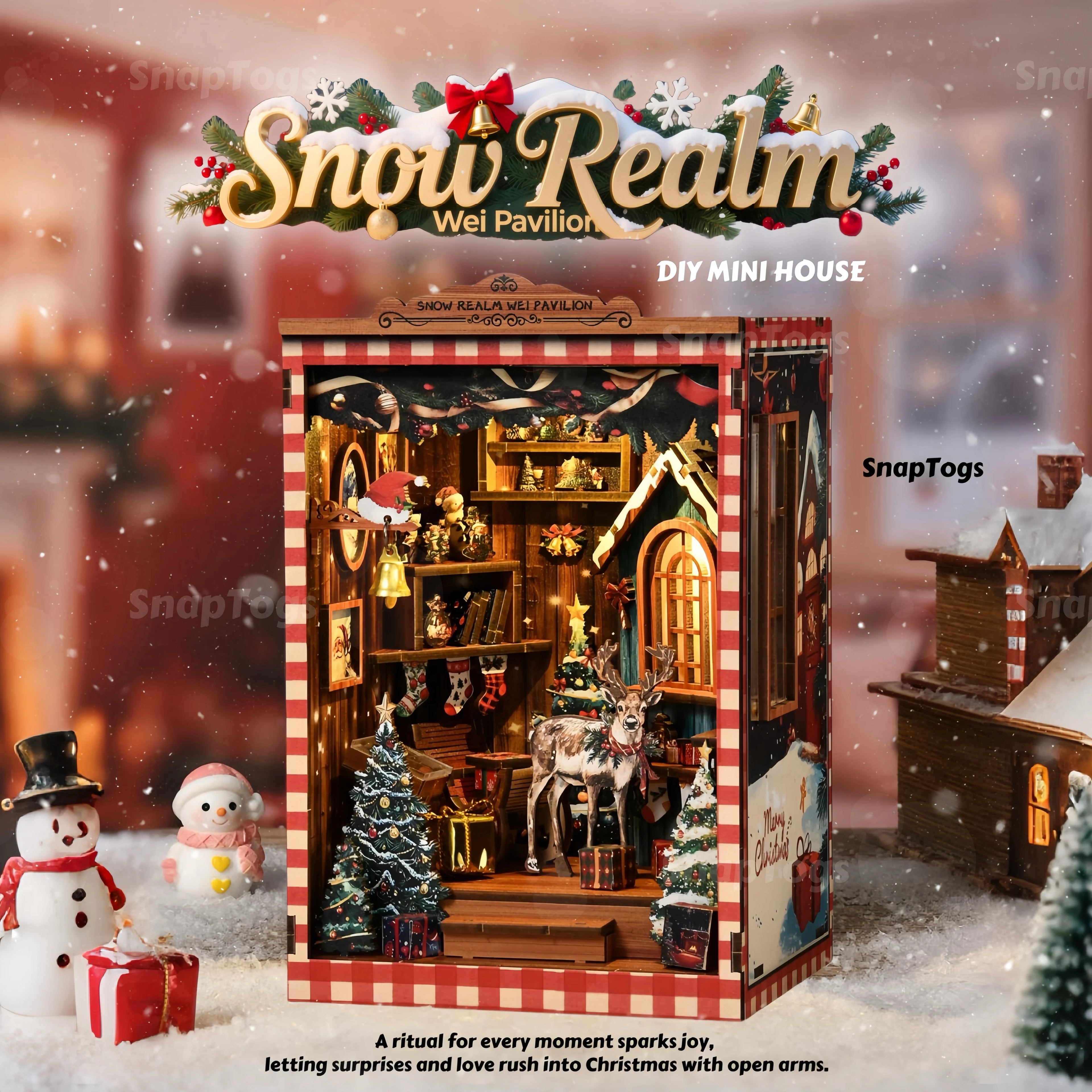 SnapTogs Enchanting DIY Miniature House Vintage Doll House & Tiny House Craft Kits 3D Wooden Puzzle Set for Book Nook & Roombox