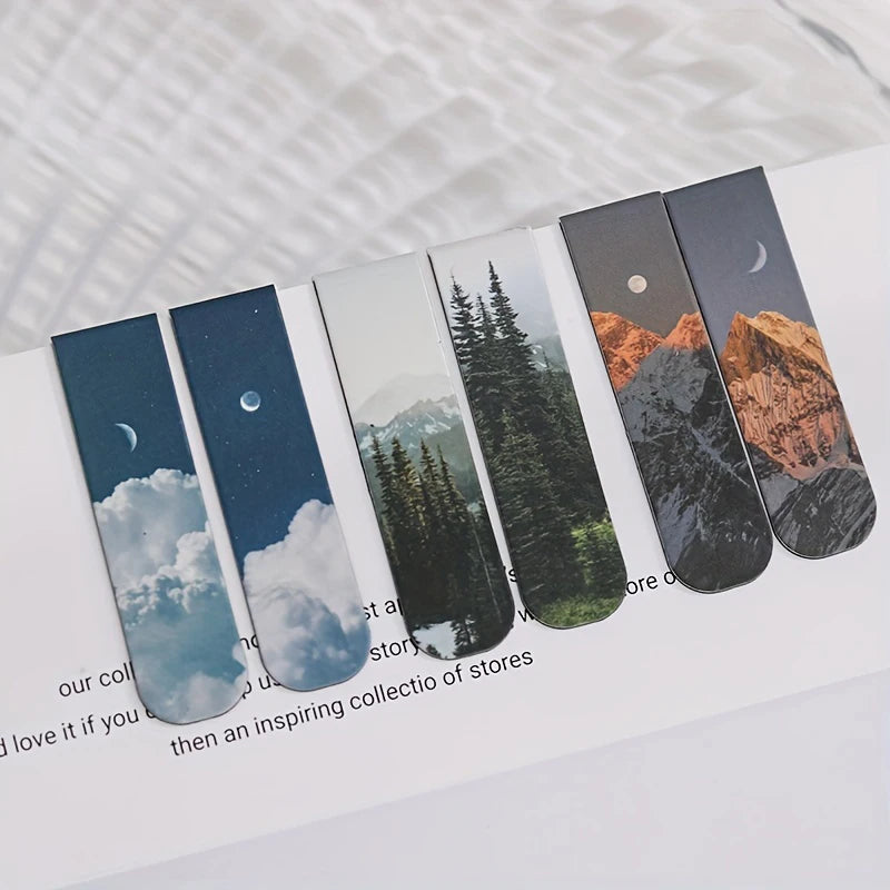 2Pcs/Set Creative Scenic Magnetic Bookmark Student Decorative Book Holder Reading Accessory Student School Home Office Supplies