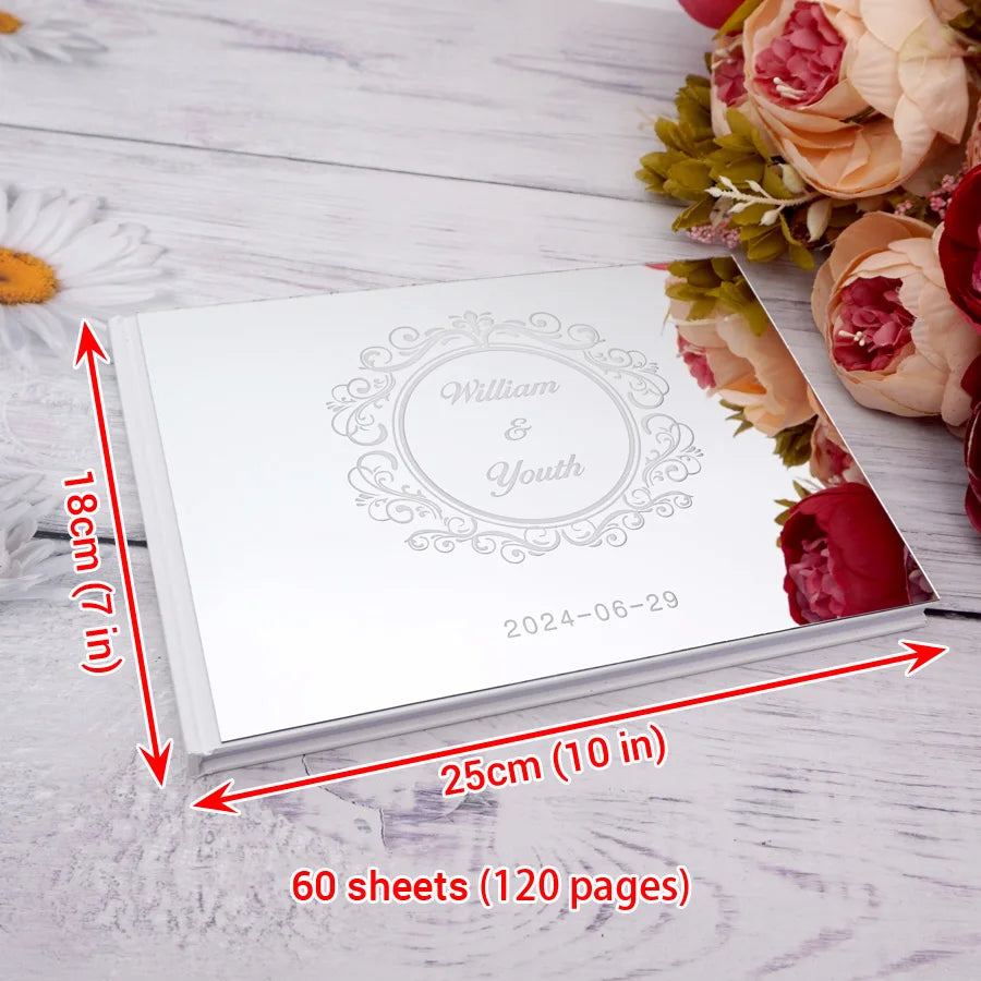 Personalized 25x18cm Wedding Custom Signature Guestbook Acrylic Mirror Cover Reception Book Engagement Party Commemorative Book