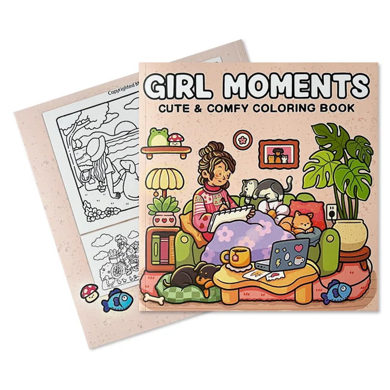 Girl Moments: Coloring Book for Adults and Teens Featuring Cute Cozy Daily Activities for Relaxation (Cozy Spaces Coloring)