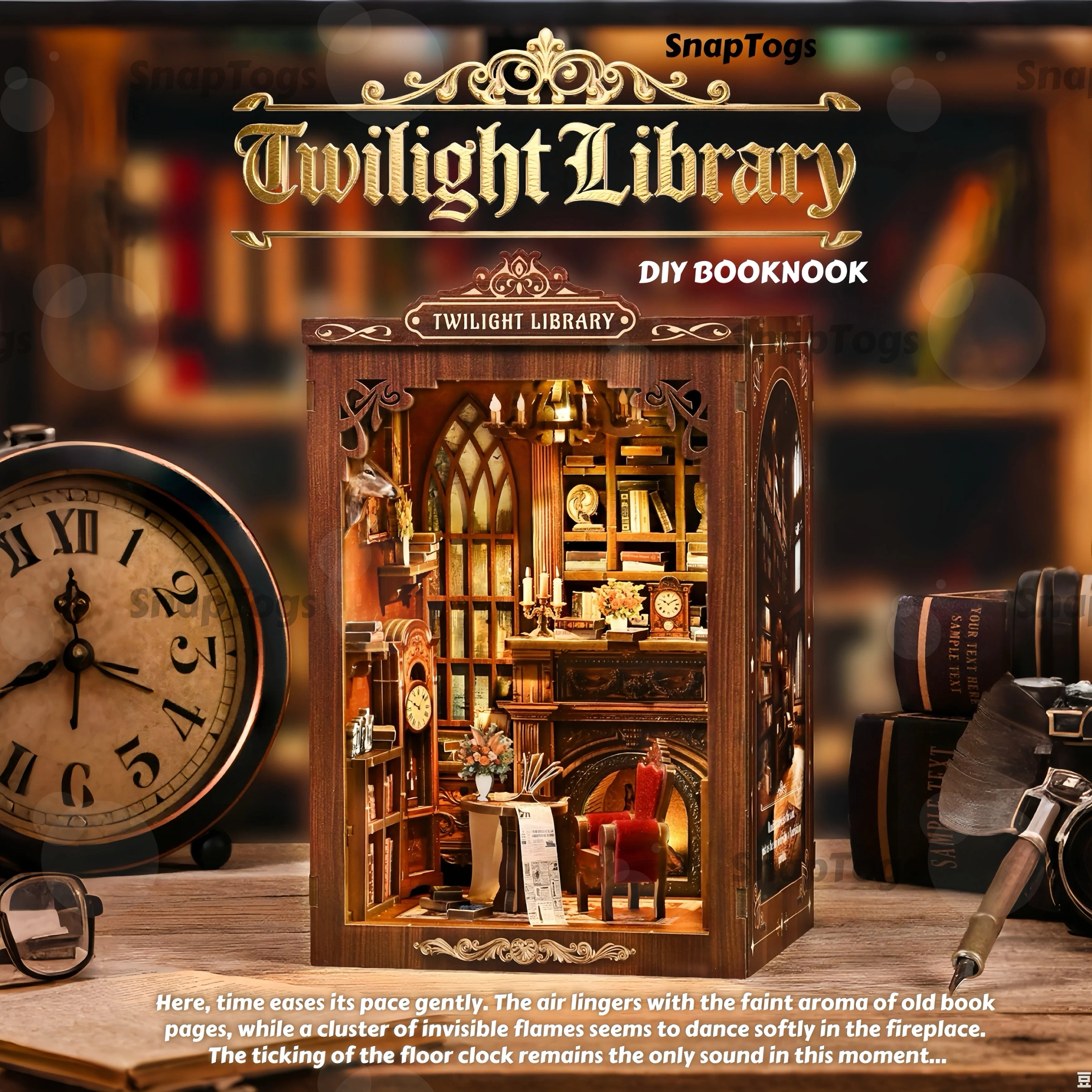 SnapTogs Enchanting DIY Miniature House Vintage Doll House & Tiny House Craft Kits 3D Wooden Puzzle Set for Book Nook & Roombox