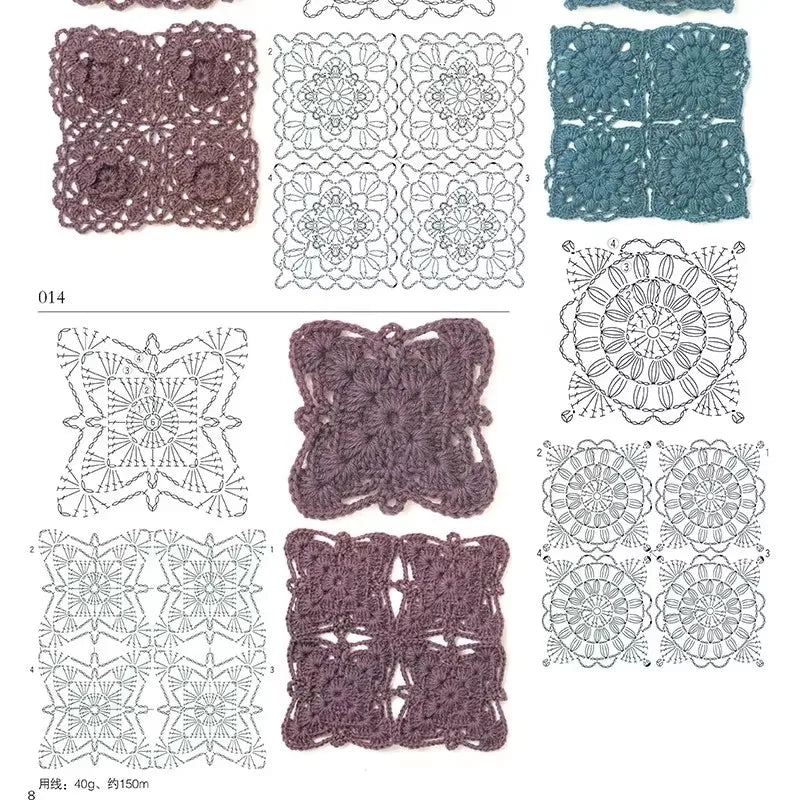 2 Books/Set Japanese Crochet Flower And Trim And Corner 300 Different Pattern Sweater Knitting Tutorial Book