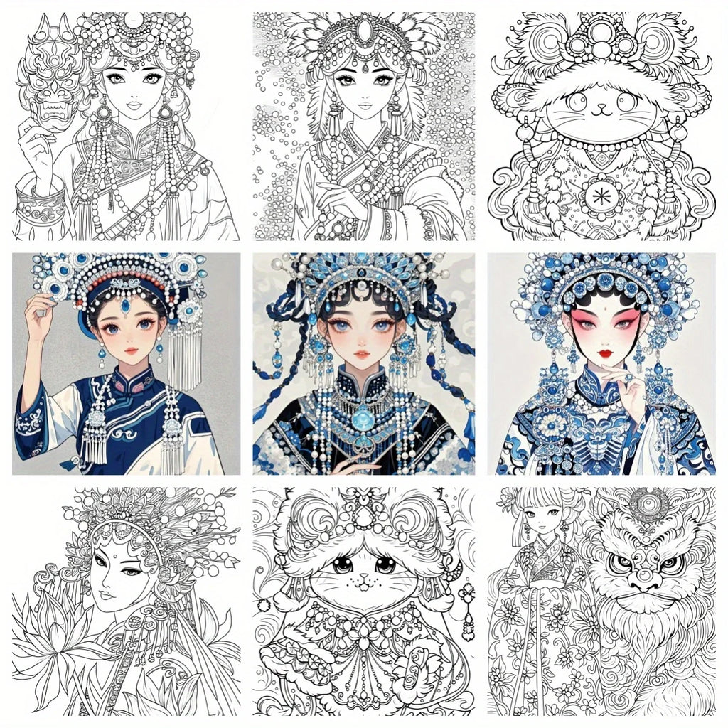 30 pages of mandala adult decompression DIY coloring book, painting supplies, gifts, oil painting, line drawing, line drawing