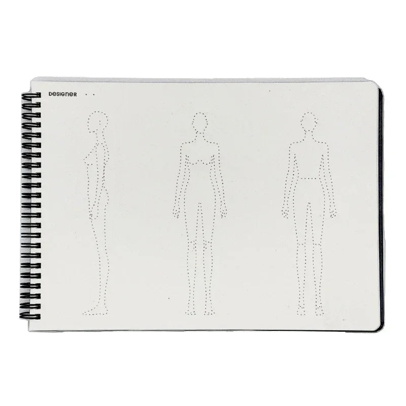 A4 Fashion Women Sketch Book Marker Clothing Design Drawing Sketchbooks Skateboard Dotted Human Body Inspiration Sketching Paper