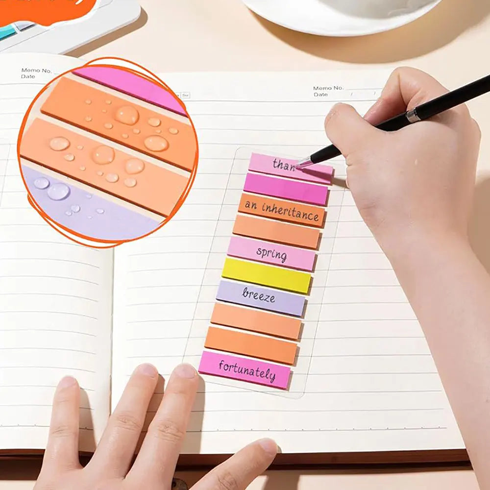For Fun 200 Sheets Transparent Colorful Index Stickers Memo Pad Office School Stationery Self-Adhesive Sticker Sticky Note Pads