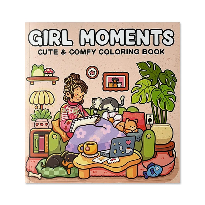 Girl Moments: Coloring Book for Adults and Teens Featuring Cute Cozy Daily Activities for Relaxation (Cozy Spaces Coloring)