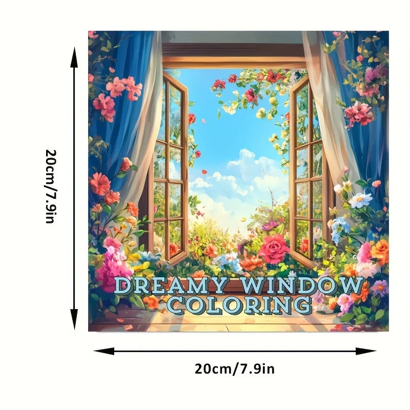 28 Pages Dreamy Window Coloring Book for Adult Stress Reduction | Colouring Book for Stress Relief and Mood Reduction Valentine