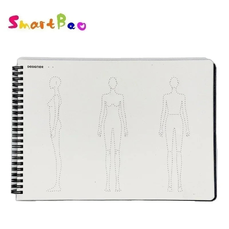 A4 Fashion Women Sketch Book Marker Clothing Design Drawing Sketchbooks Skateboard Dotted Human Body Inspiration Sketching Paper
