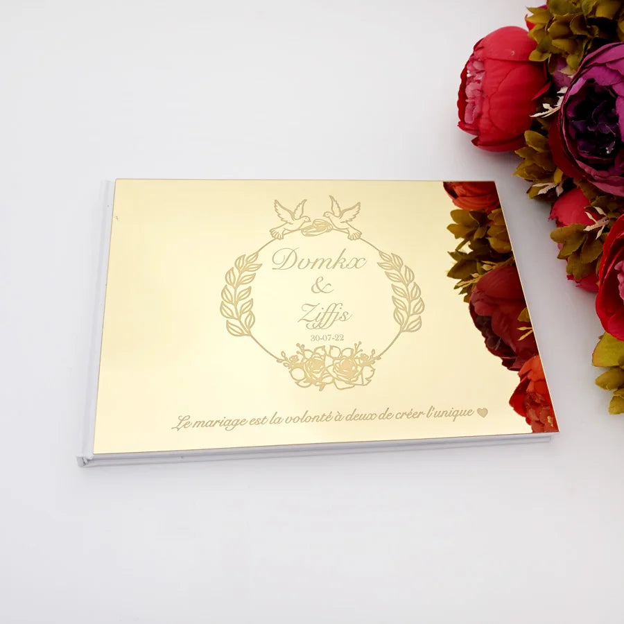 25x18cm Different Styles Personalized Unique Wedding Signature Guest Book Acrylic Mirror Cover Horizontal Book For Party Decor