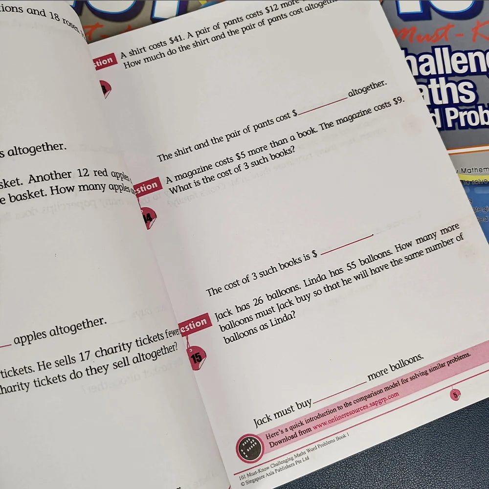 Singapore 101 Mathematics Essential Application Problems for Primary School Students 1-6 in englsh book