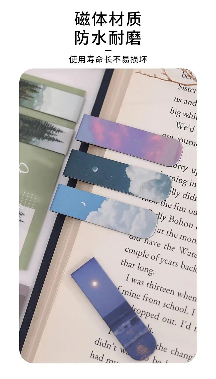 2Pcs/Set Creative Scenic Magnetic Bookmark Student Decorative Book Holder Reading Accessory Student School Home Office Supplies