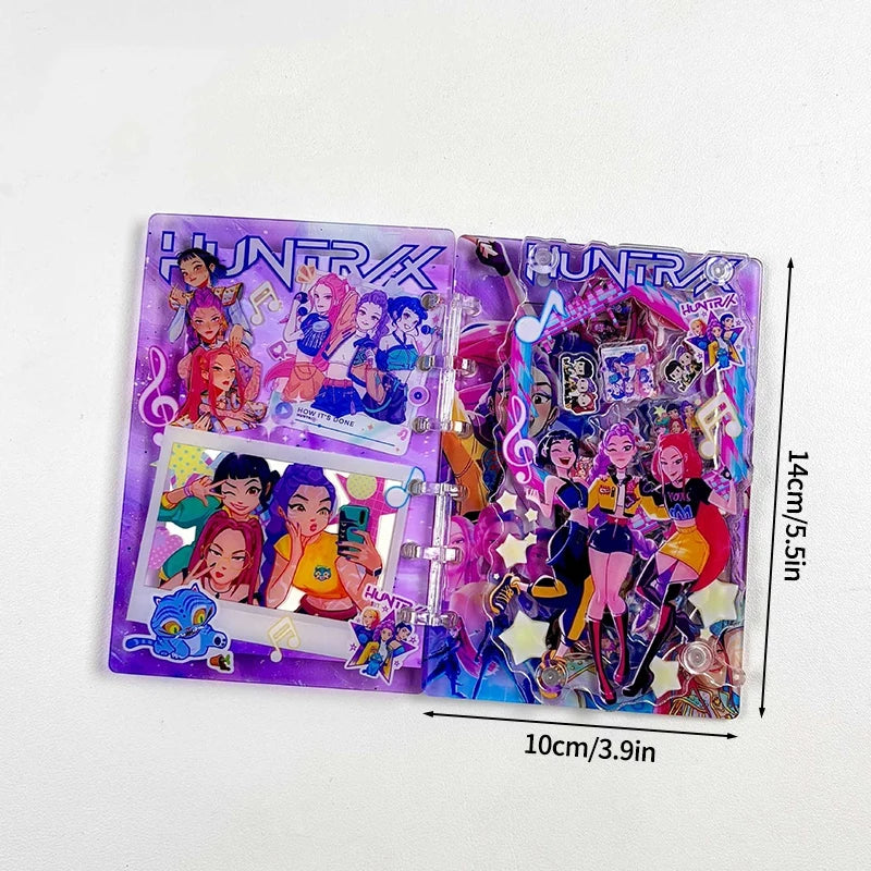 Kpop DDemon Hunter Notebook Acrylic Loose Leaf A7 Notebook Creative Rumi Mira Zoey Saja Cartoon DIY Notebook Student Stationery