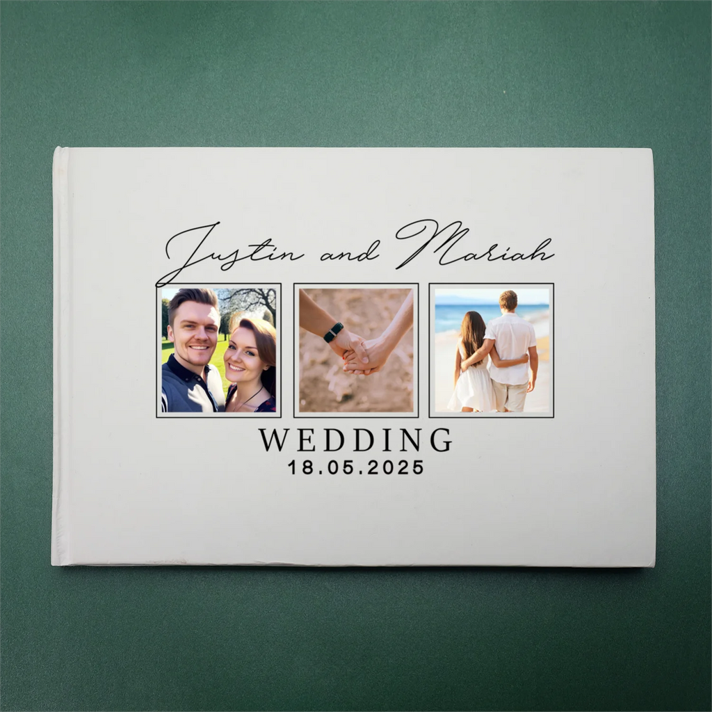 Personalized Wedding Guest Book Wedding Reception Signing Book Custom Your Names Photos Album White Guestbook Gifts for Couple