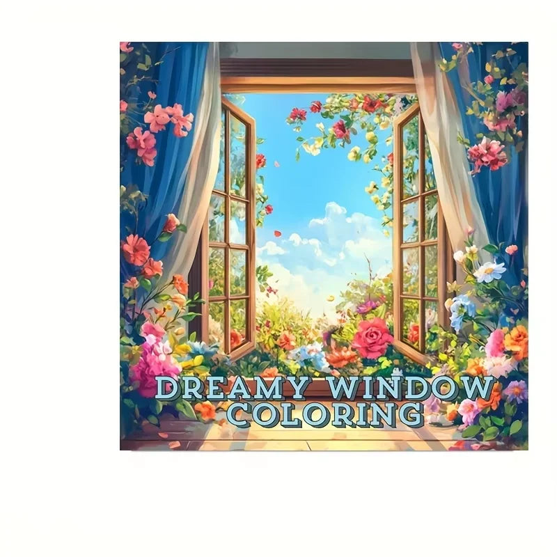28 Pages Dreamy Window Coloring Book for Adult Stress Reduction | Colouring Book for Stress Relief and Mood Reduction Valentine