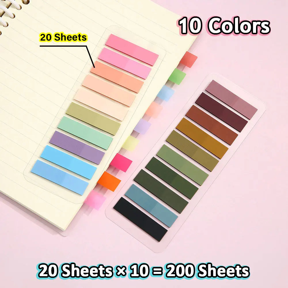 For Fun 200 Sheets Transparent Colorful Index Stickers Memo Pad Office School Stationery Self-Adhesive Sticker Sticky Note Pads