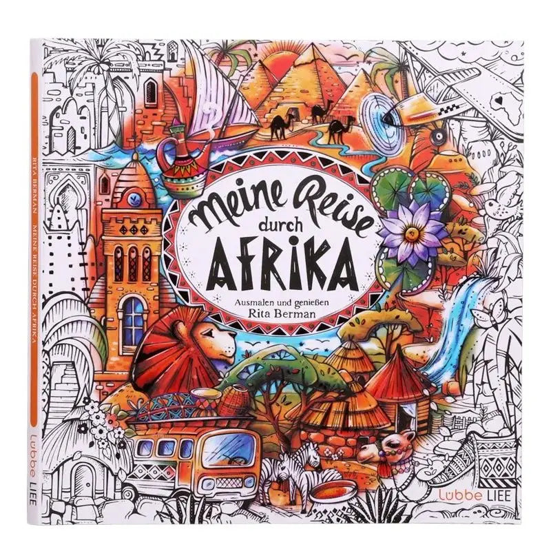 African Travel Coloring Book Color and Enjoyment Adult Relieve Stress Graffiti Painting Drawing Book