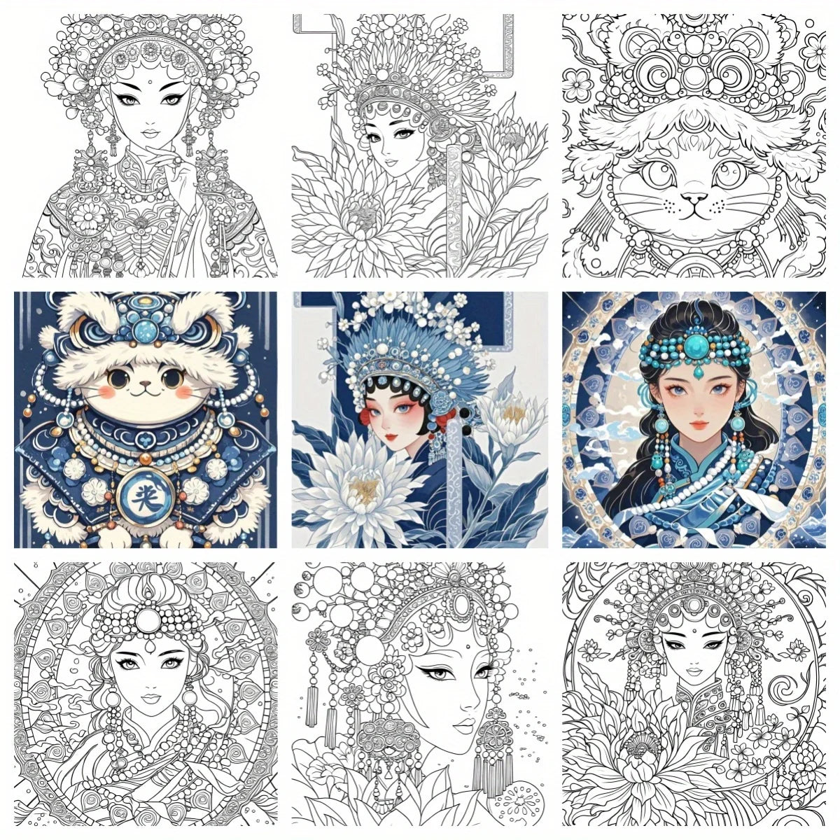 30 pages of mandala adult decompression DIY coloring book, painting supplies, gifts, oil painting, line drawing, line drawing