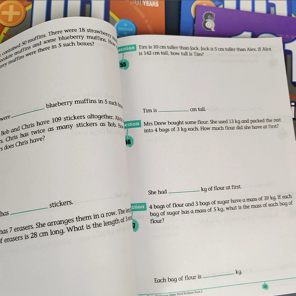 Singapore 101 Mathematics Essential Application Problems for Primary School Students 1-6 in englsh book