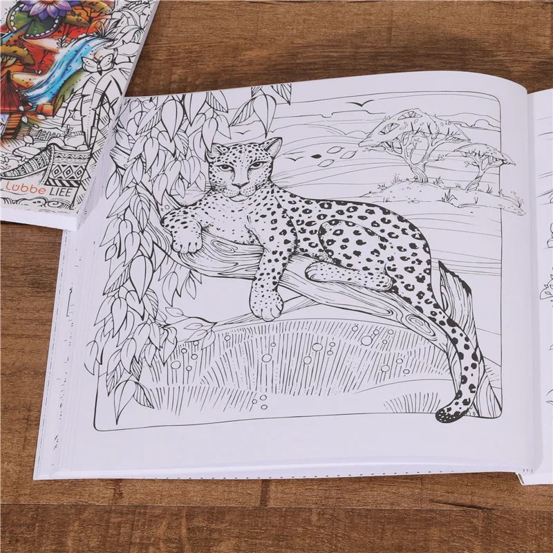 African Travel Coloring Book Color and Enjoyment Adult Relieve Stress Graffiti Painting Drawing Book